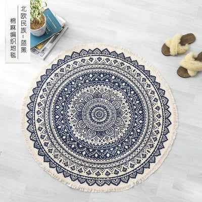 Tapis macramé rond