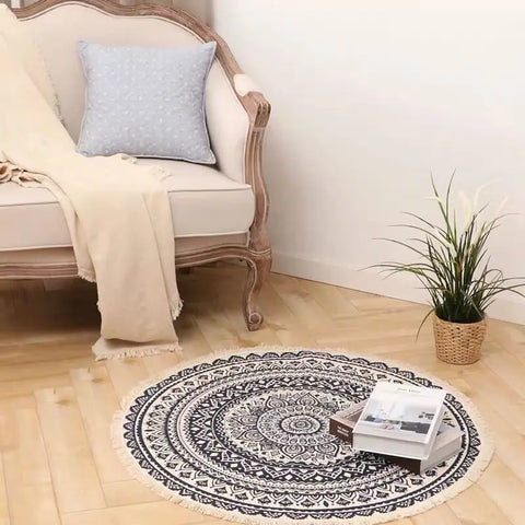 Tapis macramé rond