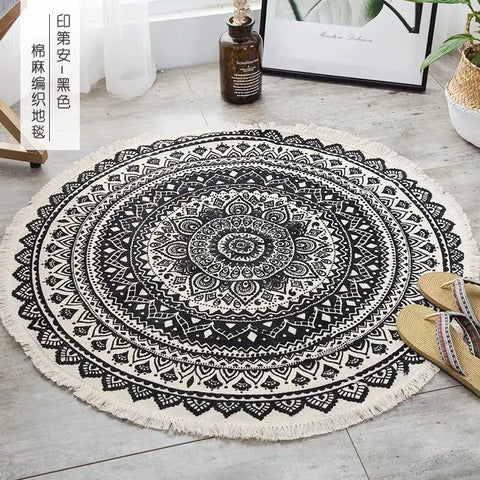Tapis macramé rond
