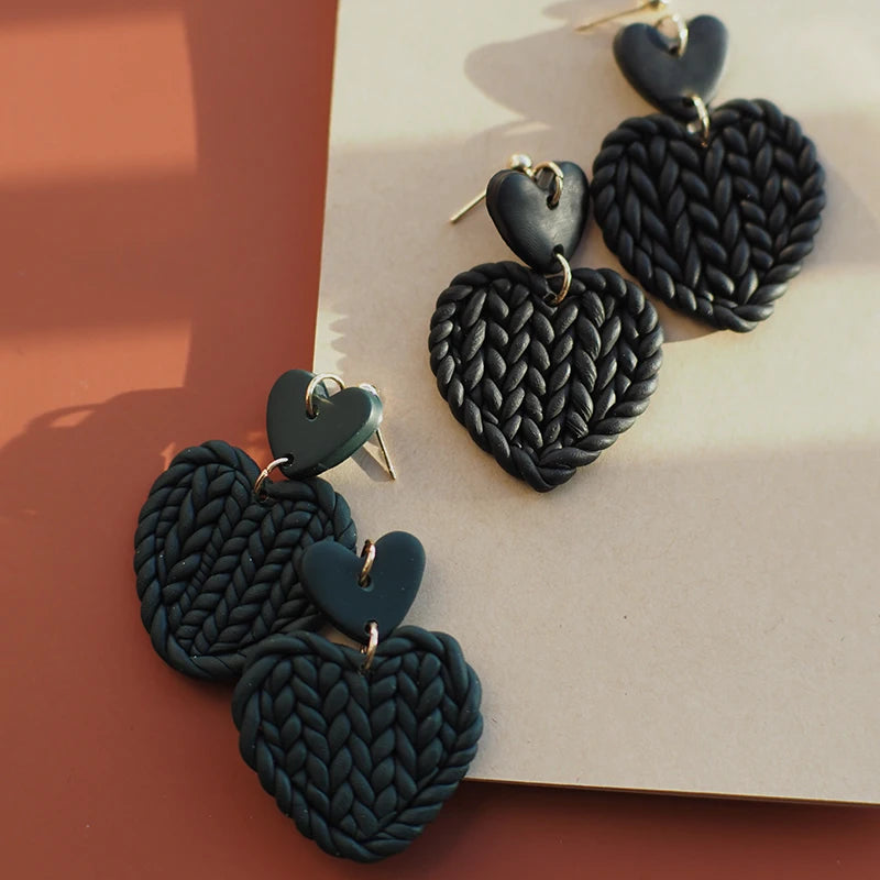 Boucles d'oreilles macramé coeur