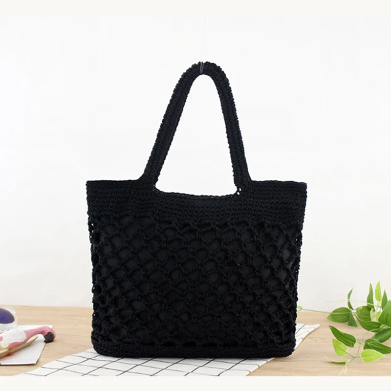 Sac macramé noir