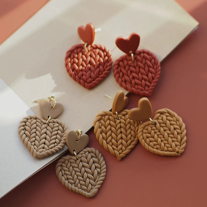 Boucles d'oreilles macramé coeur