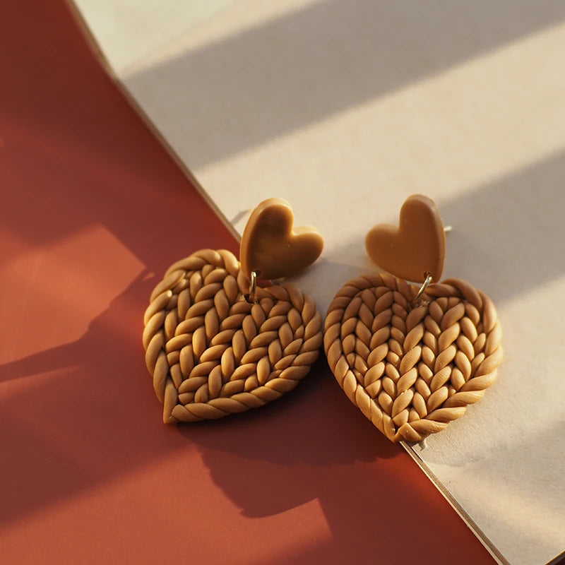 Boucles d'oreilles macramé coeur