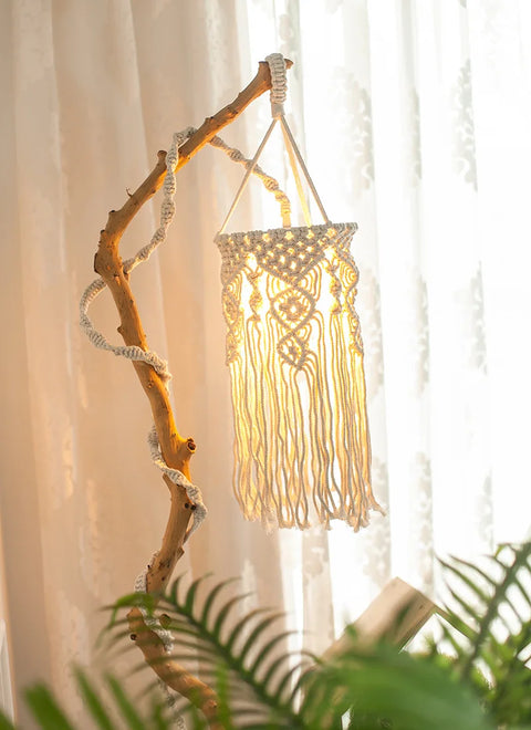 Suspension lampe macramé