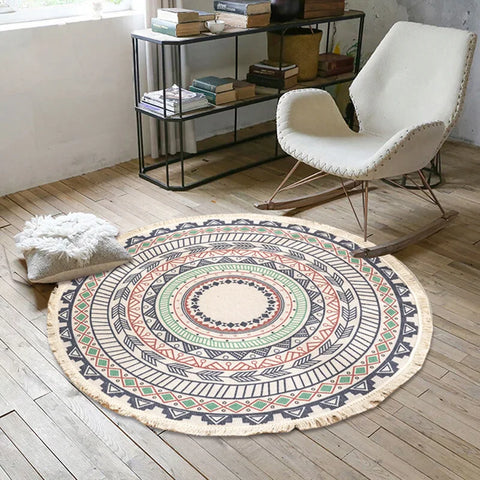 Tapis macramé rond
