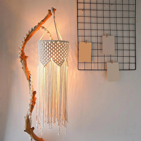 Abat-jour macramé blanc