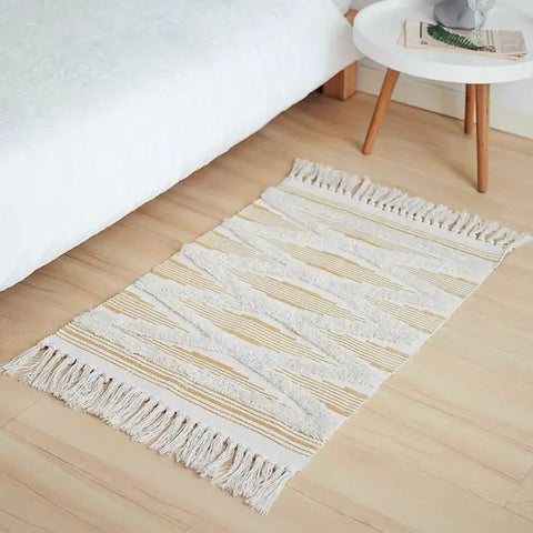 Tapis en macramé beige 60 x 90 cm