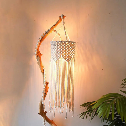 Abat-jour macramé blanc