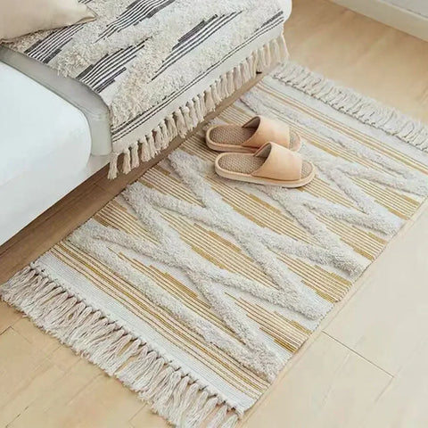 Tapis en macramé beige 60 x 90 cm