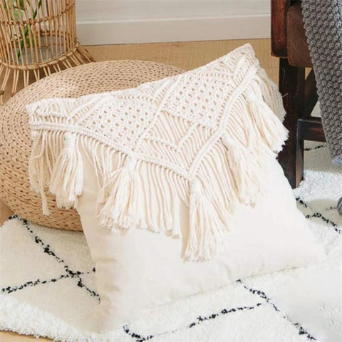 Housse de coussin en macramé bohème 45 x 45cm