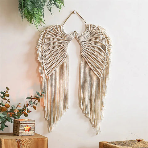 Macramé mural ailes d'ange