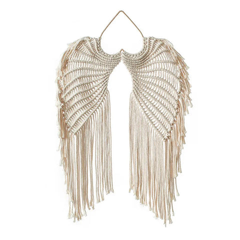 Macramé mural ailes d'ange chambre