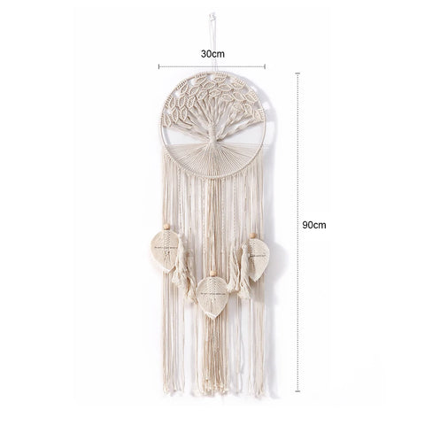 Grand attrape-reve arbre de vie en macramé