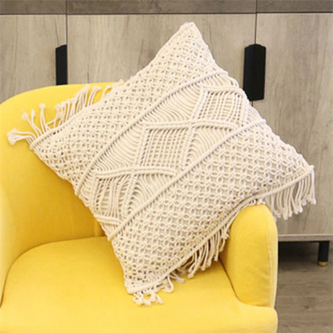 Coussin macramé beige 45 x 45cm