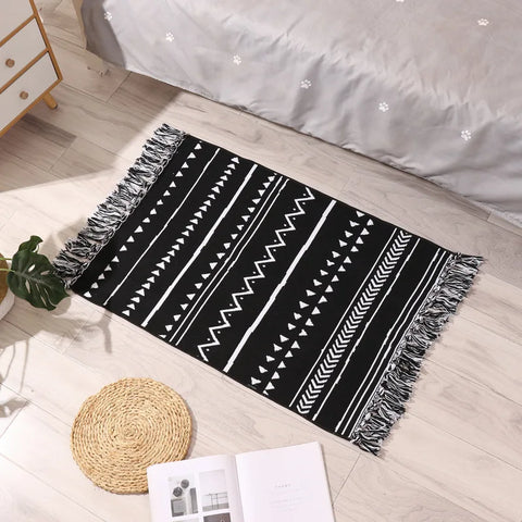 Tapis macramé noir 60 x 90 cm