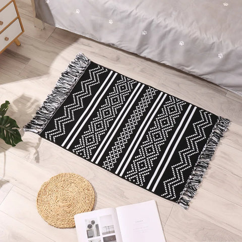 Tapis macramé noir 60 x 90 cm