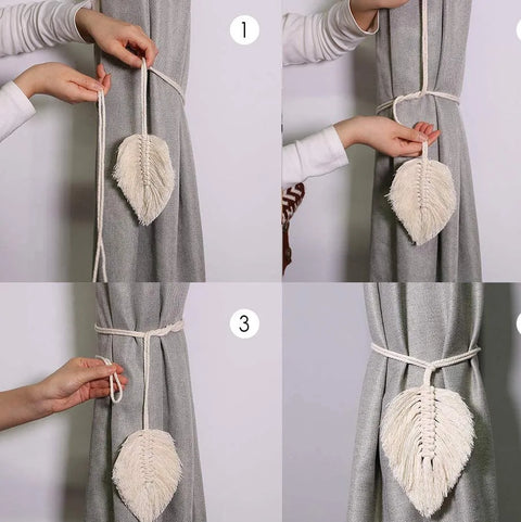 Embrasse rideau macramé feuille