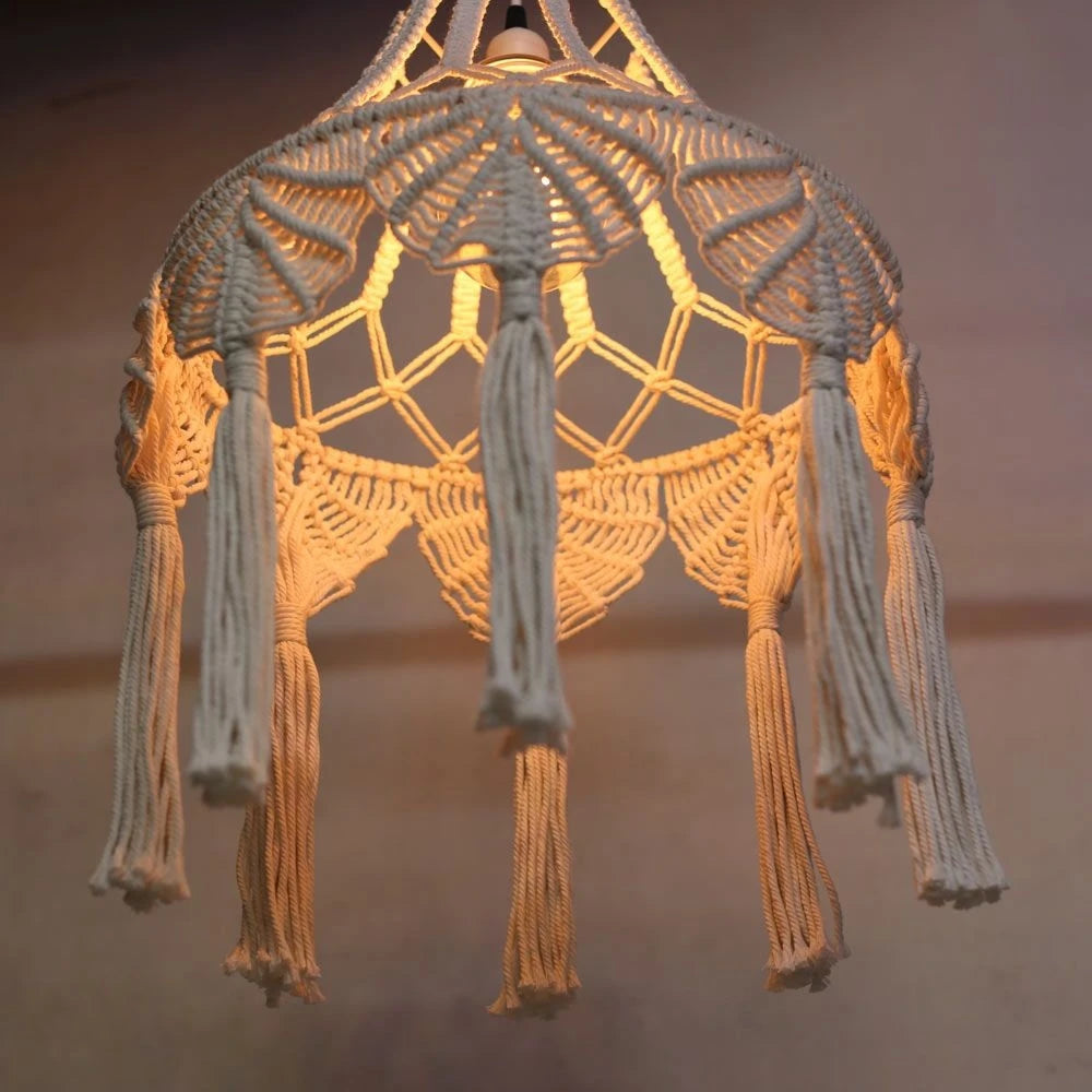 Abat-jour en macramé fait main, suspension bohème Abat-jour en macramé fait main, suspension bohème