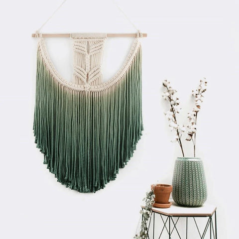 Macramé mural couleur verte