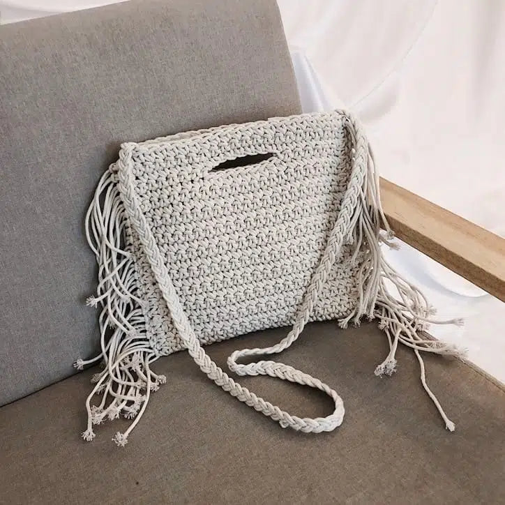 Sac à main macramé corde tressée